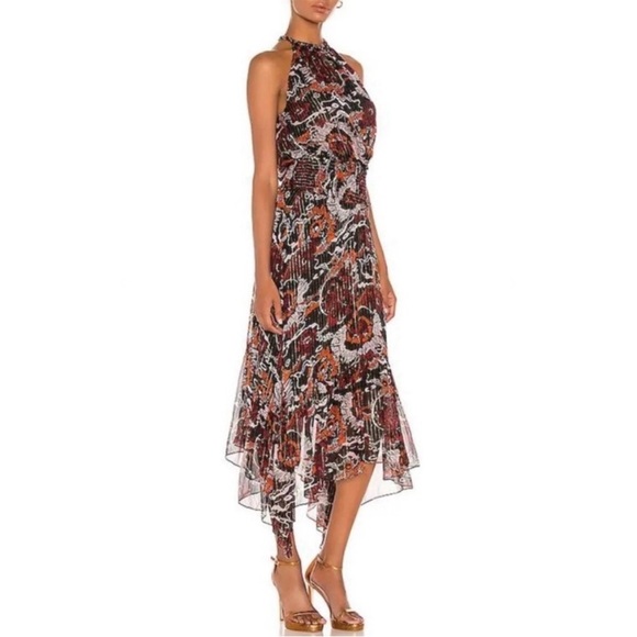 NWOT A.L.C. Bardot Silk Dress in Black and Red Multi - Picture 2 of 9